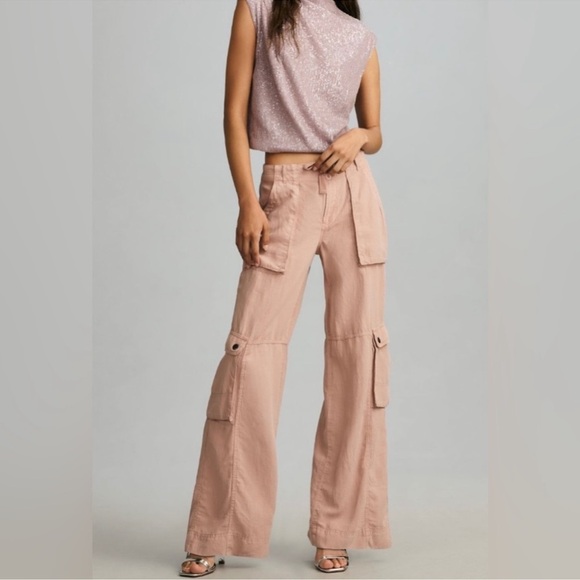 Anthropologie Pilcro Silky Cargo Pants in Mauve Size 12 - Picture 14 of 14
